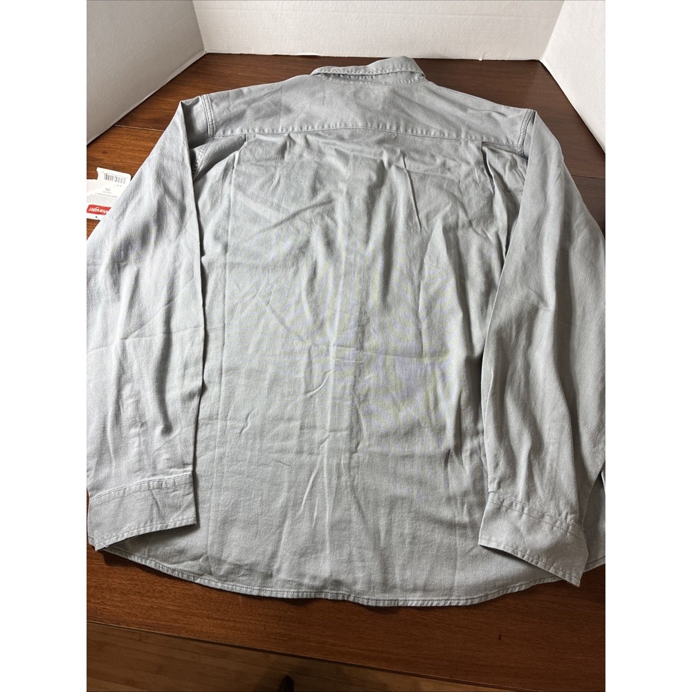Wrangler Men's Comfort Flex Shirt Twill Long Sleeve Button Up 2XL Gray - Picture 15 of 15